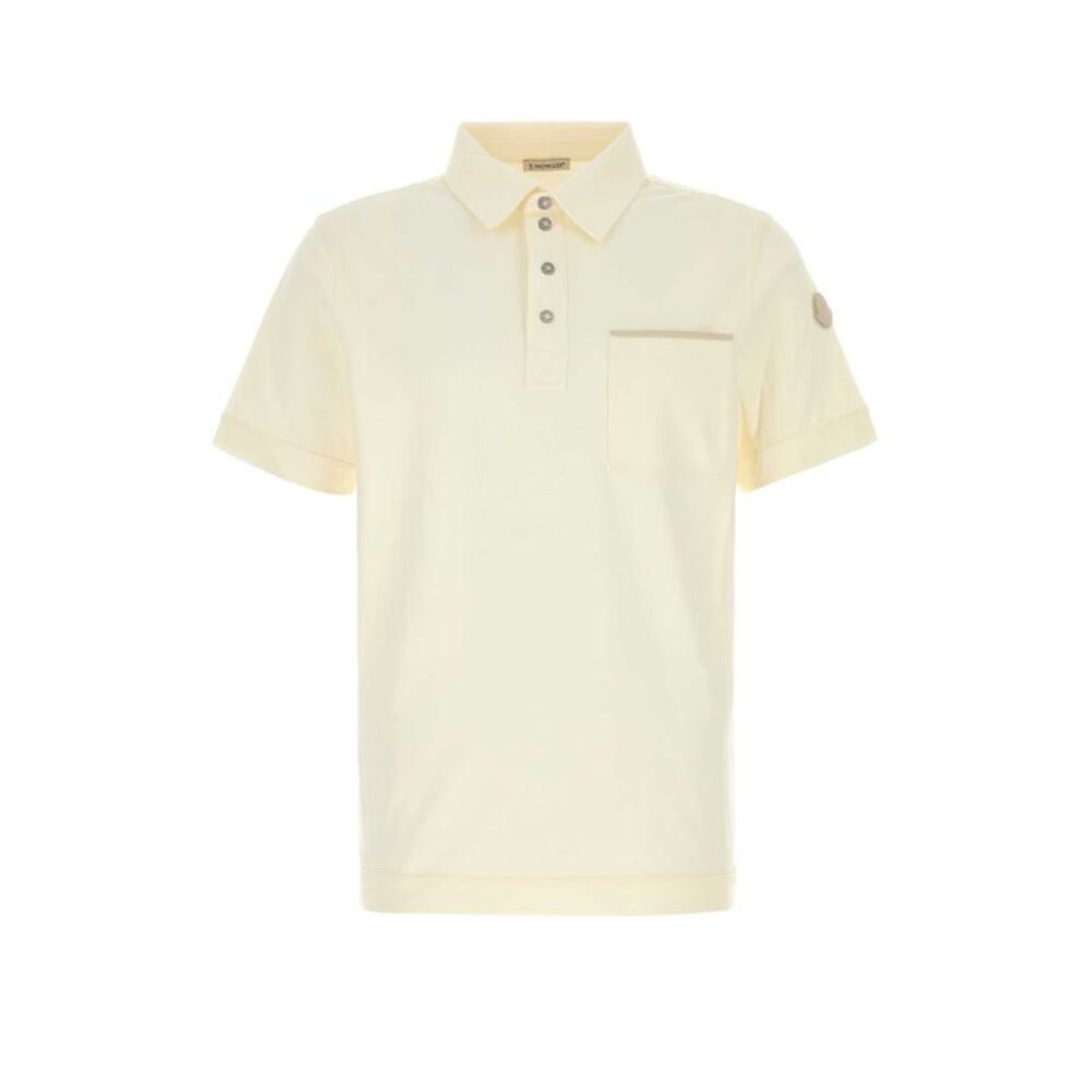 Moncler Men Cream Stretch Piquet Polo Shirt